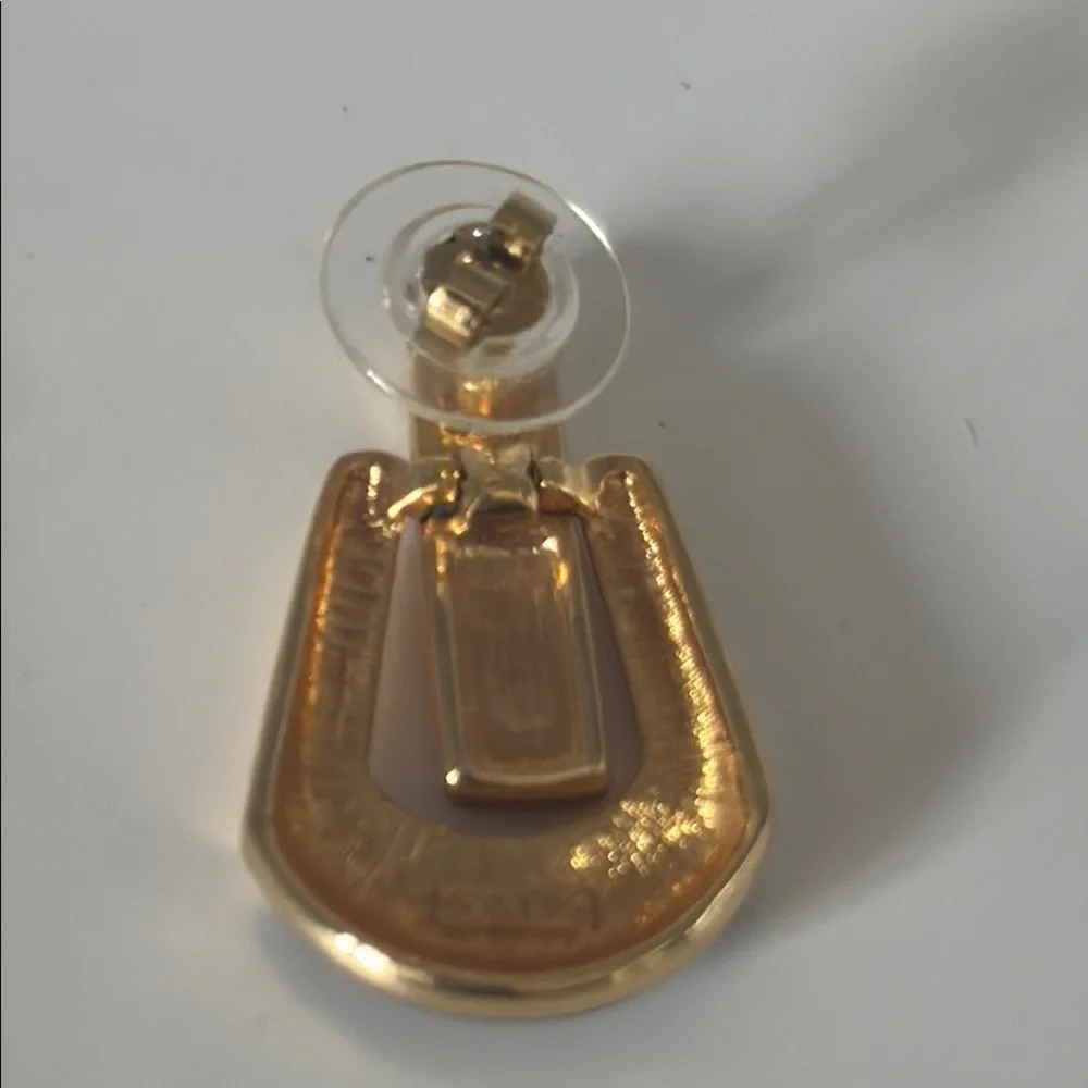 Vintage Swavorski SAL stamped   Gold and Black baguette Earrings - Picture 6 of 7